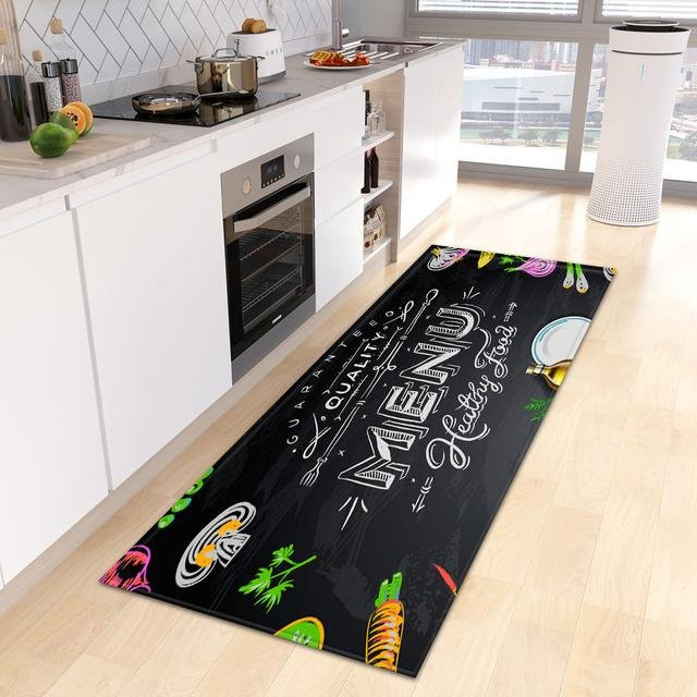 Karpetti Küchenbodenmatte mit abstraktem Design in Schwarz, rutschfest und waschbar, B/T: 40 x 120 cm - Bild 1