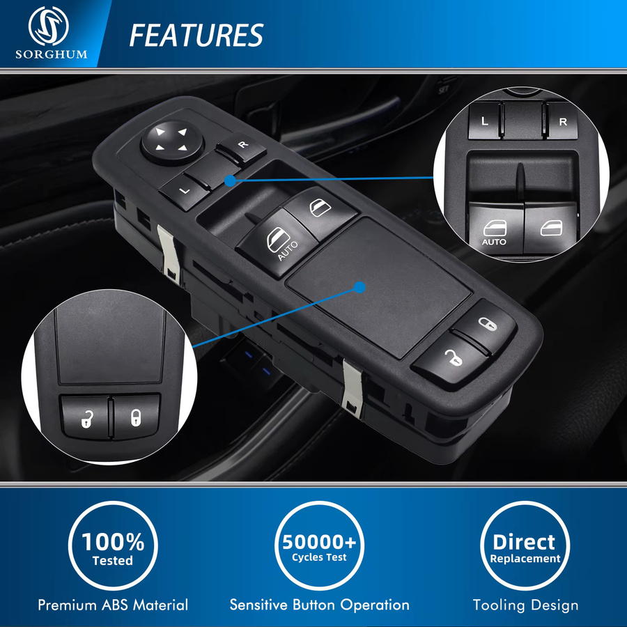 NEVOSA Fensterschalter für Dodge Grand Caravan und Chrysler Town & Country 2008–2017, Fahrerseite links, Schwarz und Grün - Bild 5