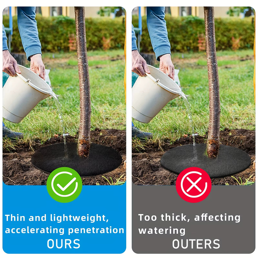 10 Stück Vlies-Baum-Mulch-Ring als verdickte Baumschutzmatte und Pflanzenabdeckung in Schwarz - Bild 2