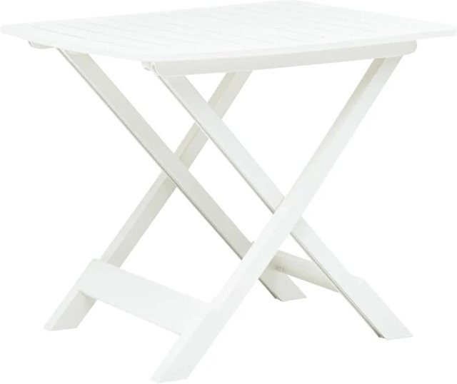 Furnicato Klappbarer Gartentisch in Weiß mit Latten-Design aus Kunststoff, B/T/H: 79 x 72 x 70 cm - Bild 1