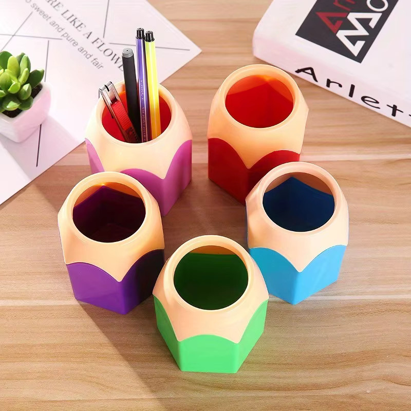 5er Set Schreibtisch Organizer aus Kunststoff, bunter Bleistifthalter für Schule, Büro und Zuhause - Bild 3