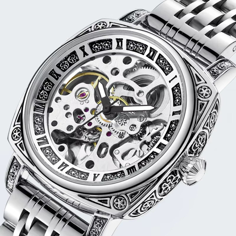 LUOLINGONGJUE Armbanduhr Automatik, Edelstahl, Schwarz, Damen - Bild 3