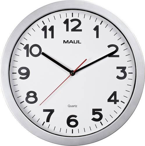 Maul 9053695 Quarz Wanduhr in Silber und Weiß, modern und lautlos, Durchmesser: 35 cm - Bild 1