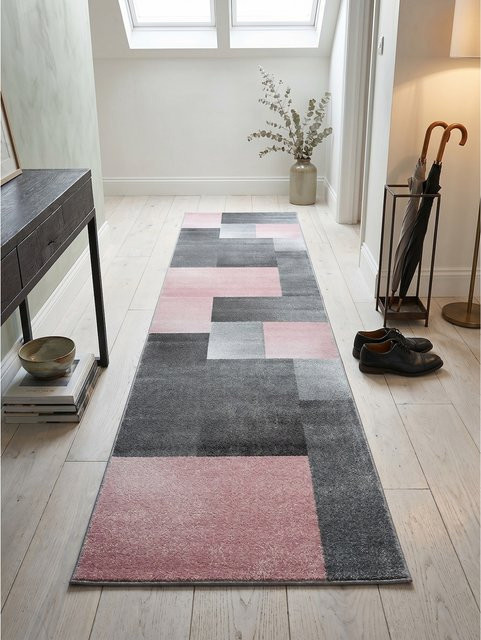 Kadima Design Kurzflor Teppich SOLDA in Rosa, kariert, B: 80 cm, T: 150 cm - Bild 1