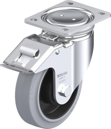 Blickle Lenkrolle LUH-POEV 160KA-FI-SG mit Feststeller, Rad-Durchmesser: 16 cm, Tragfähigkeit: 400 kg, Farbe: Grau/Schwarz/Silber - Bild 1