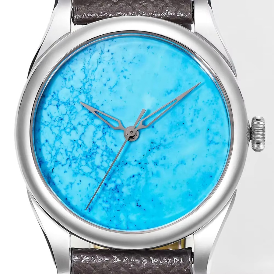 HUASUO Armbanduhr, Automatik, Türkis, Saphirglas, Edelstahl, Leder, Herren - Bild 2