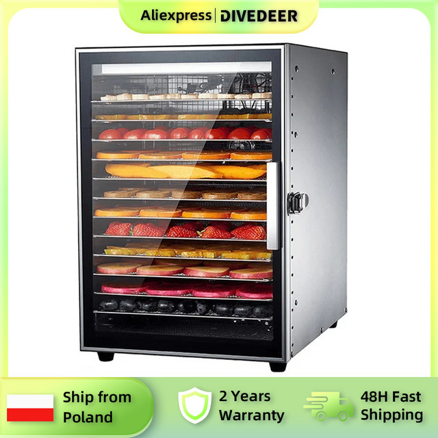 DIVEDEER Intelligenter Lebensmitteltrockner aus Edelstahl mit 12/6 Schichten, Farbe: Silber - Bild 1