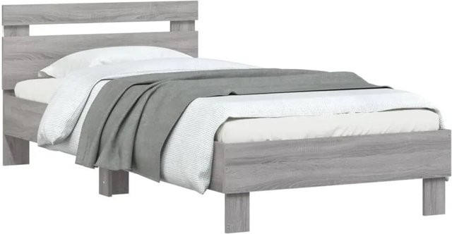 vidaXL Bettgestell mit Kopfteil, LED-Leuchten und USB-Ladeport in Grau Sonoma - Bild 1