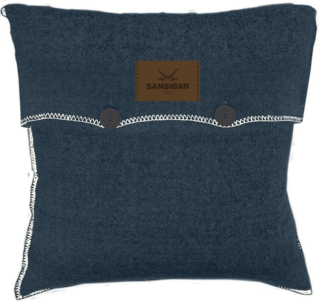 Kissenhülle SANSIBAR blau quadratisch mit maritimem Grafikdesign aus Polyester und Viskose, Breite: 45,0 cm - Bild 1