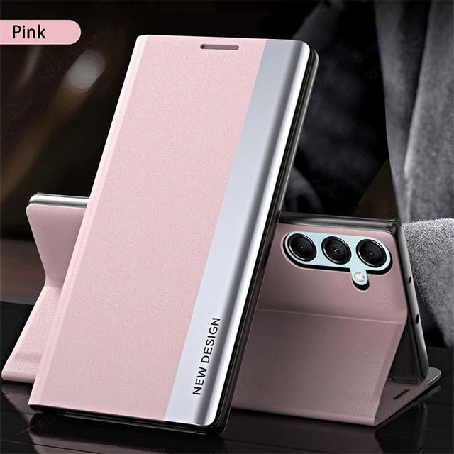Leder Flip Case für Samsung Galaxy A56 A55 A54 A36 A35 A34 A26 A25 A16 A15 A14 A13 A73 A53 A33 A52 A34 A26 A14 A13 in Pink - Bild 1
