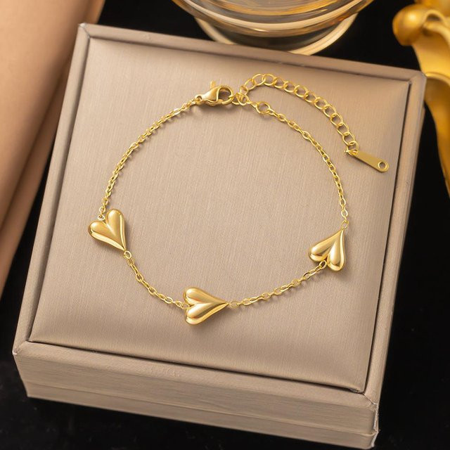 Lucky Star Jewelry Halskette und Armband Set, Pfirsich Herz Quaste, vergoldetes Edelstahl, Damen, Mädchen, beige - Bild 1