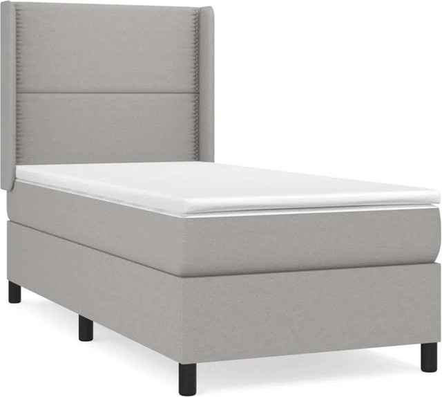 vidaXL Boxspringbett Hybrid mit Matratze und Taschenfederkern, Hellgrau, B/T/H: 90 x 200 x 118 cm - Bild 1
