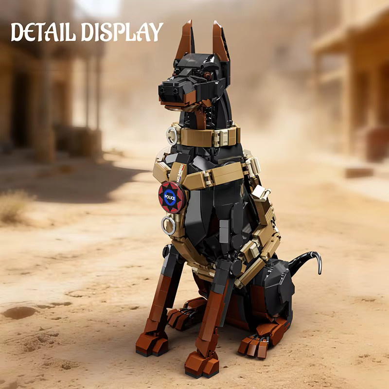 M MENBIS Stadtpolizei-Hund Dobermann, Bausteine-Modell, 1300 Teile - Bild 5