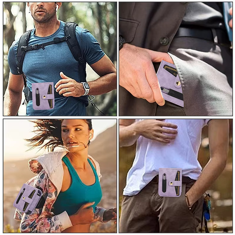 Samsung Galaxy Z Flip 5 Magnetische Brieftasche aus PU-Leder mit Gürtelclip und gehärtetem Schutzfilm in Braun oder Lila - Bild 3