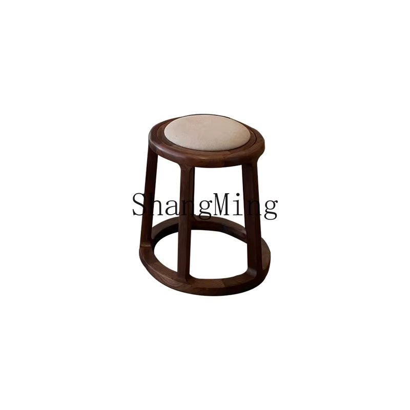 SM Home Zen Teehocker aus Massivholz in Braun mit Stoffbezug, runder Hocker im orientalischen Design - Bild 5
