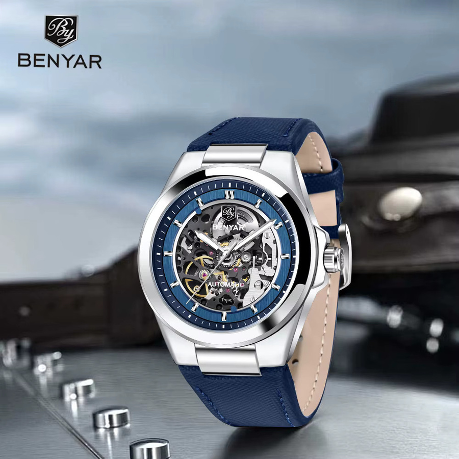 BENYAR Automatik-Armbanduhr, Edelstahl, Weiß, Herren - Bild 4