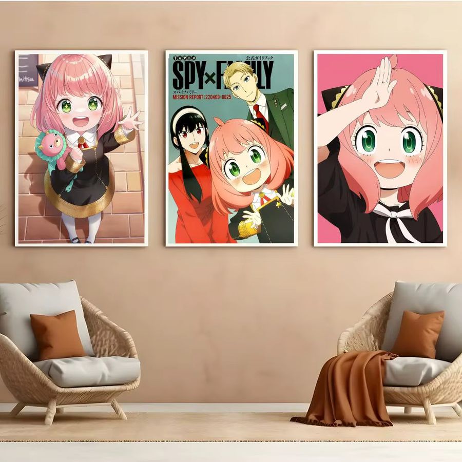 MINISO Spy X Family Anya Poster HD Wasserdicht Selbstklebend Heimdekoration Schwarz - Bild 2
