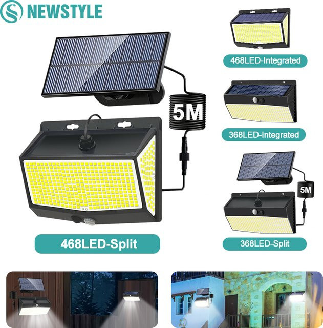 Solar LED Wandleuchte mit Bewegungsmelder und 3 Beleuchtungsmodi, moderne Outdoor Gartenleuchte in Schwarz, rechteckiges Design mit SMD-Technik und kaltweißem Licht - Bild 1