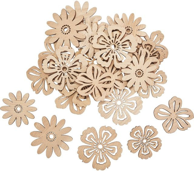 VBS Streuteile Blüte Floretta aus Holz in Naturfarben Beige - Bild 1