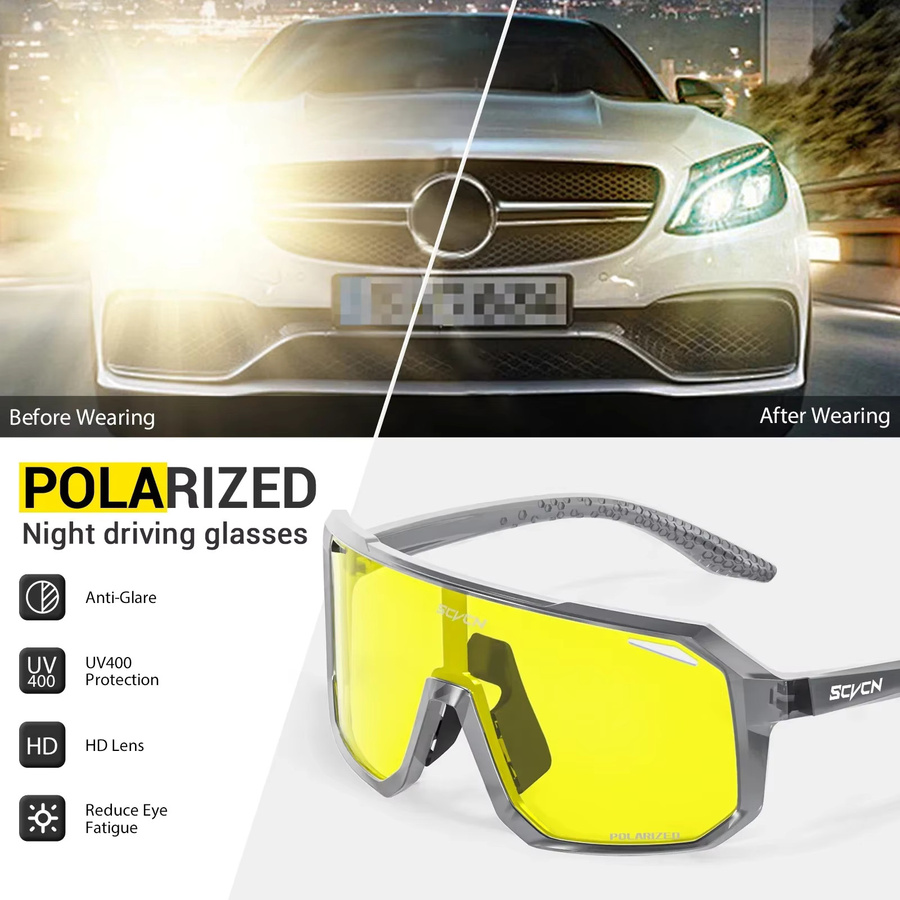 SCVCN Sportsonnenbrille, Vollrand, Gelb, Kunststoff, Herren - Bild 2