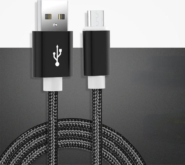 Langlebiges geflochtenes Nylon-Ladekabel für iPhone, USB-C und Micro-USB in Schwarz, Länge: 3 m - Bild 1