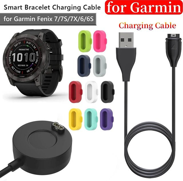 USB-Schnellladekabel für Garmin Smartwatches Fenix 7 7S 7X 6 6S 6X Forerunner 745 955 945 mit Staubschutz in Schwarz - Bild 1