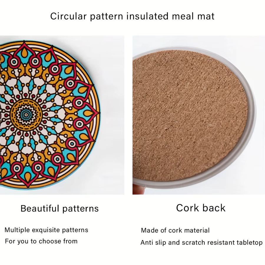 Runde Keramik-Tischsets von zxyouping mit Mandala-Blumen-Design in Multicolour, rutschfeste und isolierte Untersetzer für dein Esszimmer - Bild 5