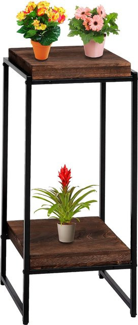 Blumentisch MCW-K71 Beistelltisch und Pflanzregal aus MDF und Metall in Dunkelbraun, Höhe: 82 cm - Bild 1