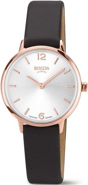 Boccia Damenuhr, Quarz, Titan, Saphirglas, 27 mm, Leder, Silber, 5 ATM - Bild 1
