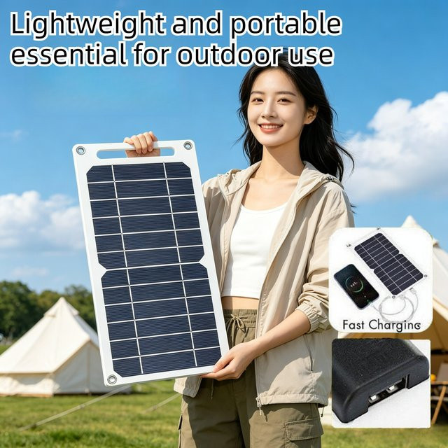 EESBAO Tragbares 6W Solarpanel mit USB-A Anschluss für Mobiltelefone und Powerbanks zum Laden im Outdoor-Bereich - Bild 1