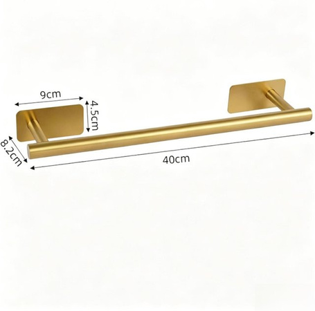 Likeit8888 Selbstklebende Handtuchstange aus Edelstahl in Gold, wandmontierter Handtuchhalter für das Badezimmer