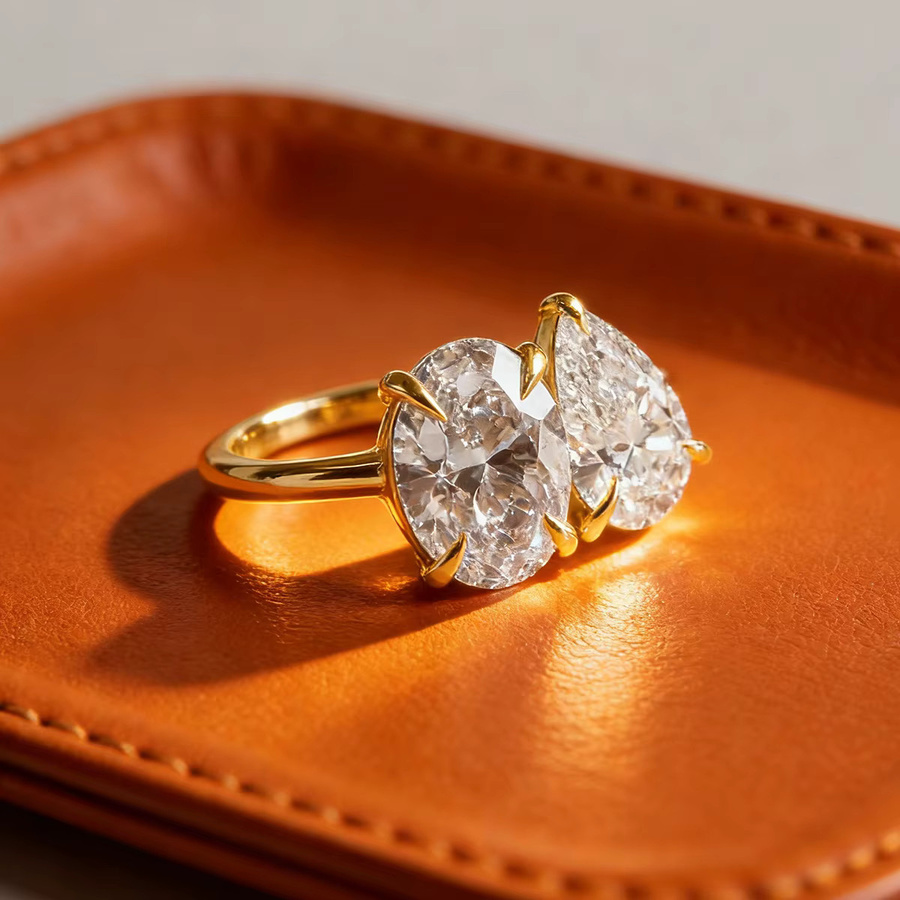 Anziw Verlobungs- und Hochzeitsring, 14 Karat Gold gefüllt, Zirkonia, Damen - Bild 2