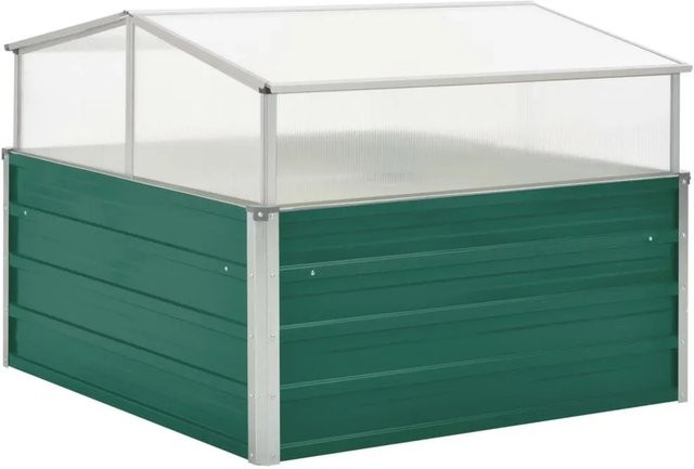 Furnicato Gewächshaus aus verzinktem Stahl und Polycarbonat in Grün und Anthrazit, B/T/H: 100 x 100 x 77 cm - Bild 1