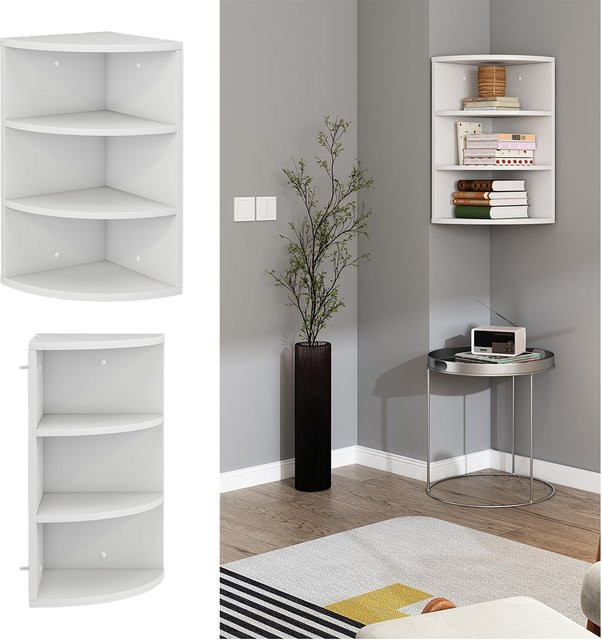 Oskar-Store Eckregal Fabienne, hängendes Bücherregal mit 3 Fächern, Weiß, B: 60 cm, T: 30 cm - Bild 1