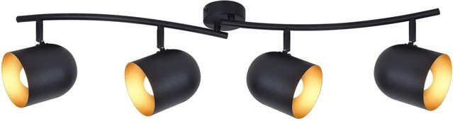 NETTLIFE Deckenstrahler aus Metall in Schwarz und Gold/Messing mit verstellbarem LED-Akzent im Retro-Design für E14 Leuchtmittel - Bild 1