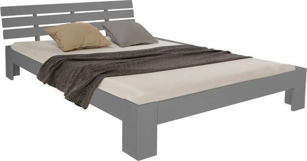 Homestyle4u Holzbett aus Kiefernholz mit Lattenrost in Grau, B/T/H: 180 x 200 x 184 cm