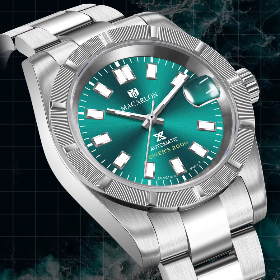 MACARLON Automatikuhr, Edelstahl, Saphirglas, 38 mm, Herren, Blau - Bild 3