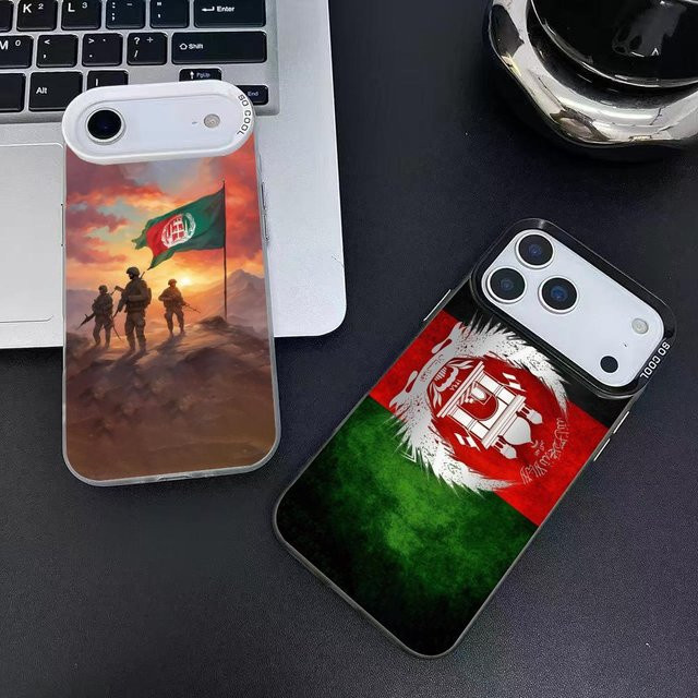 Handyhülle mit afghanischer Flagge für iPhone 12 bis 17 Pro Max Plus in Pink und Multicolour mit schützender Beschichtung - Bild 1