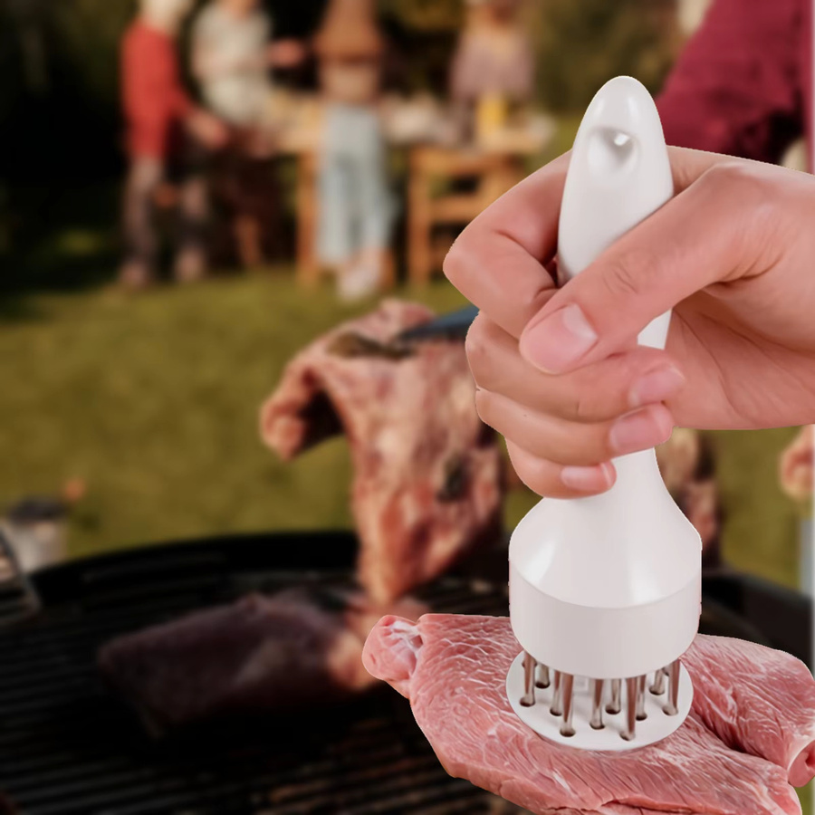 YOCITY Fleischklopfer aus Edelstahl mit Fleischklopfer-Hammer und Fleisch-Nadel zum Zartmachen von Fleisch in Silber und Schwarz - Bild 3