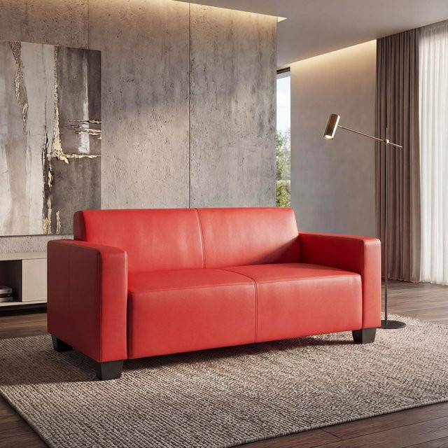 MCW Moncalieri Modular 2er Loungesofa aus Kunstleder in Rot, Breite: 136 cm, Höhe: 76 cm, Tiefe: 72 cm - Bild 1