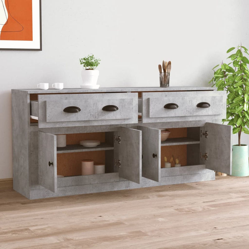 Set aus 2 Schränken von vidaxl in Grau aus Holzwerkstoff mit Scharniertüren und freistehender Bauweise im Classic Design - Bild 4