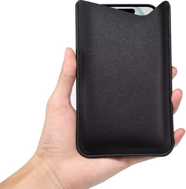 FaLi Qisubao Universelle Handytasche aus PU-Leder und Stoff für iPhone, Samsung, Xiaomi und Huawei in Schwarz oder Braun - Bild 1