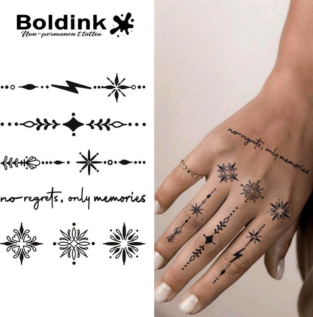 Boldink Temporäres Tattoo, Geometrische Nachrichten, Wasserfest, 15 Tage - Bild 1