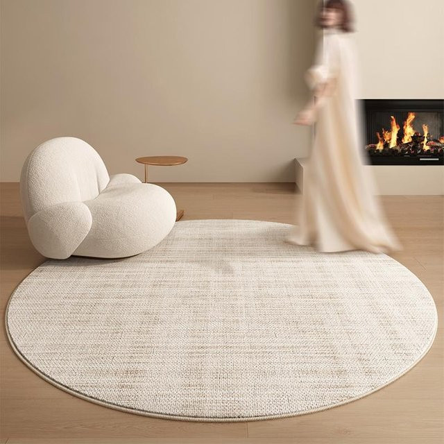 Runder Teppich HGHT in Beige mit geometrischem Design, weich und flauschig, rutschfest für Wohnzimmer und Schlafzimmer, Durchmesser: 200 cm - Bild 1