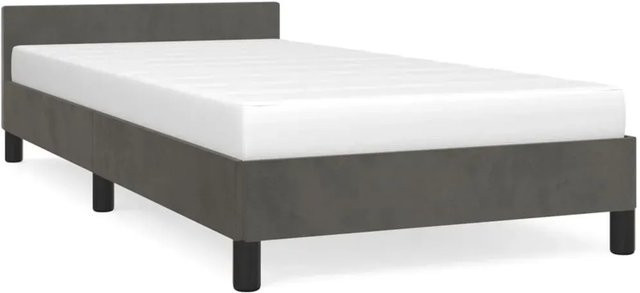 vidaXL Bettgestell mit Kopfteil aus Samt in Dunkelgrau, B/T/H: 100 x 200 x 103 cm - Bild 1