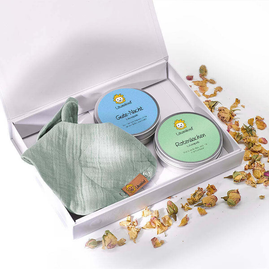 Löwenkind Geschenkbox, Kräuterpads & Halstuch, Kinder - Bild 1