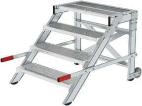 MUNK 50436 Aluminium Arbeitstreppe fahrbar Silber mit 4 Stufen und 2,8 m Arbeitshöhe - Bild 2