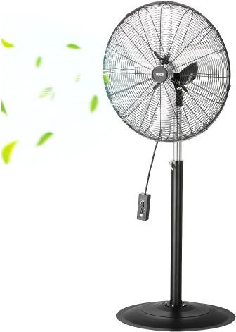 VEVOR Industrial Standventilator in Schwarz mit 61 cm Durchmesser, höhenverstellbar und oszillierend - Bild 1