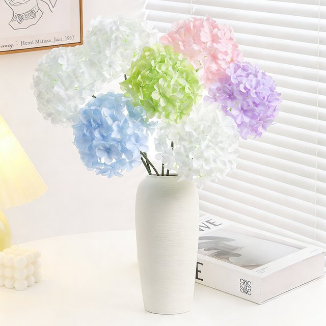 HUAYUXIANG Hortensien-Kunstblumenstrauß aus Textil in Weiß und Multicolour für Heim-, Garten- und Hochzeitsdekoration - Bild 1