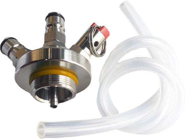 KegLand Mini Keg Blechschneidkopf mit Kugelverschluss und Silikon-Dip-Schlauch in Silber zum Bierbrauen - Bild 1